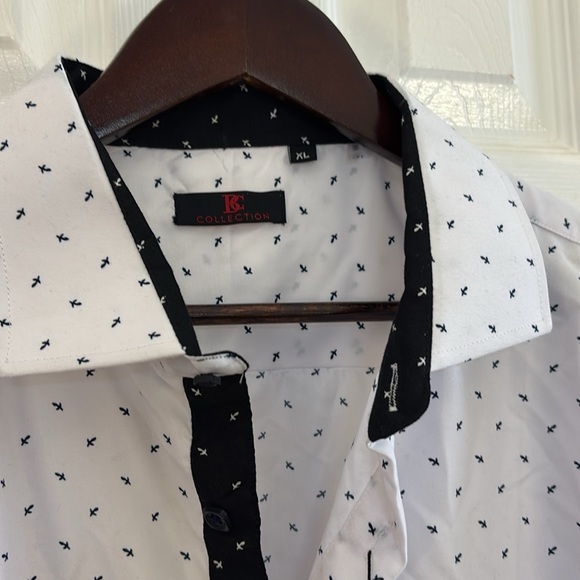 BC collections Men's White Patterned Shirt modern fit size XL/ Button down - Picture 5 of 9